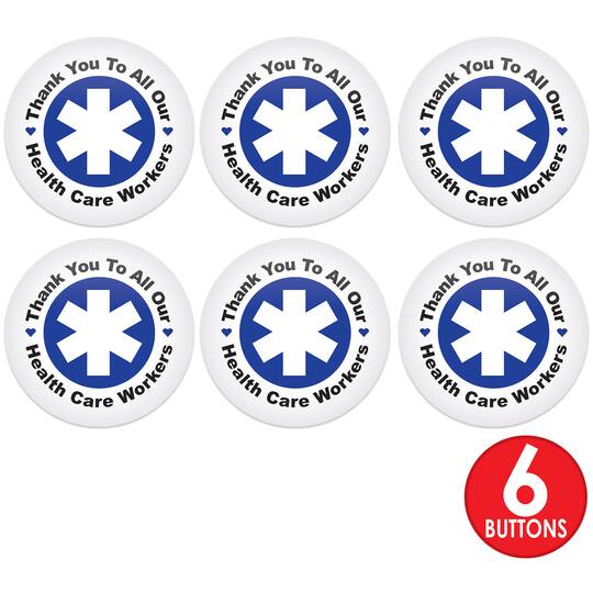 Beistle 2" Blue Star with Thank You To All Our Health Care Workers Buttons, 6ct.